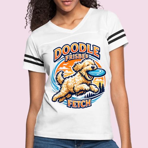 Doodle Frisbee Fetch | Goldendoodle Dog Lover - Women's V-Neck Football Tee