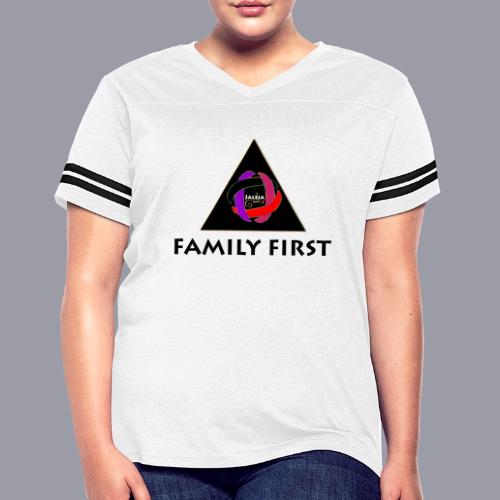 JALEJA FAMILY FIRST (BLACK PRINT) - Women's V-Neck Football Tee