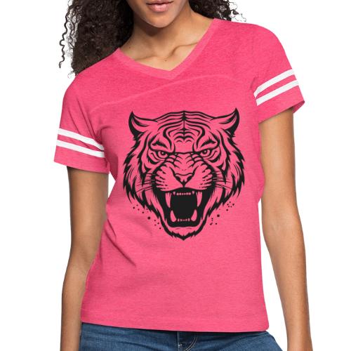 Wild Tiger Fashion, the fury of the feline tiger. - Women's V-Neck Football Tee