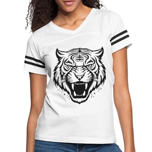 Wild Tiger Fashion, the fury of the feline tiger. - Women's V-Neck Football Tee