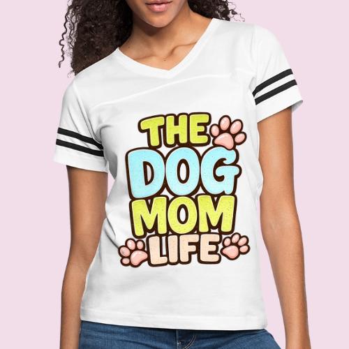 The Dog Mom Life Retro Vintage Dog Lover - Women's V-Neck Football Tee