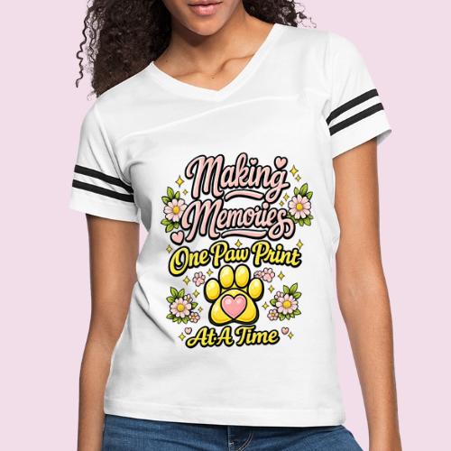 Making Memories One Paw Print At A Time - Women's V-Neck Football Tee