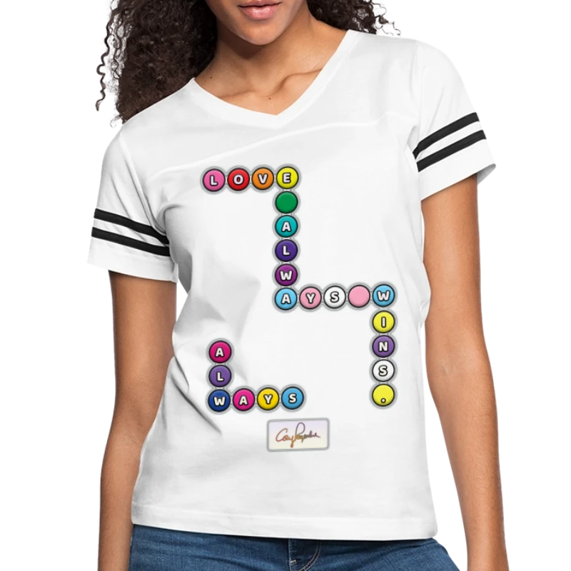 Retro-Meets-Modern "Love Always Wins" - Women's Vintage Sports T-Shirt