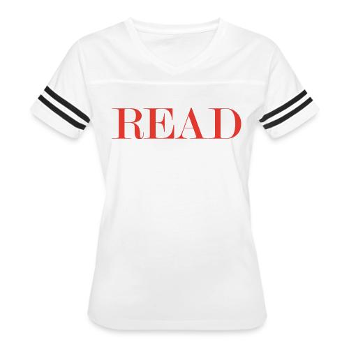 READ - Women's V-Neck Football Tee