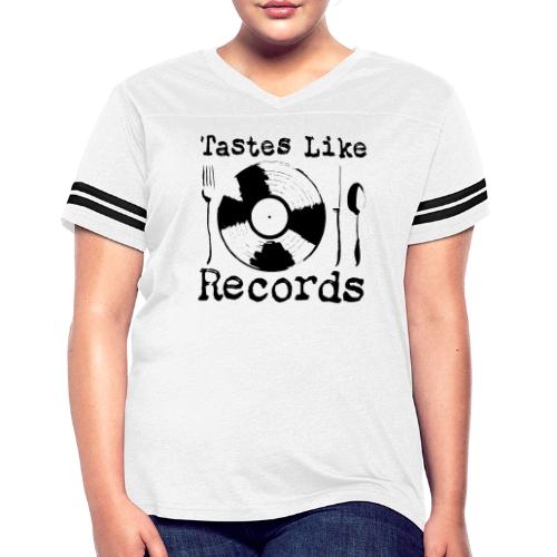 Tastes Like Records Black Logo - Women's V-Neck Football Tee