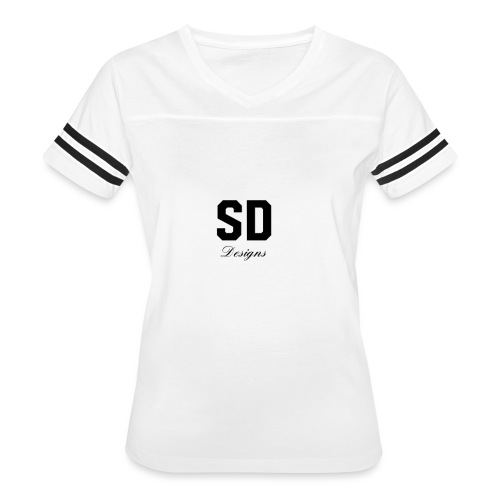 SD Designs blue, white, red/black merch - Women's V-Neck Football Tee