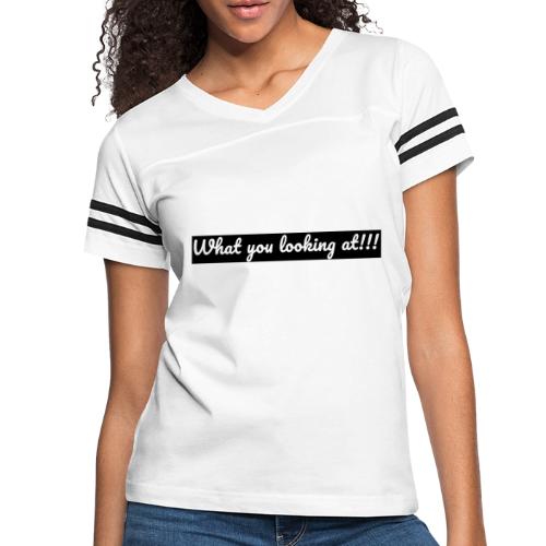What you looking at!!! - Women's V-Neck Football Tee