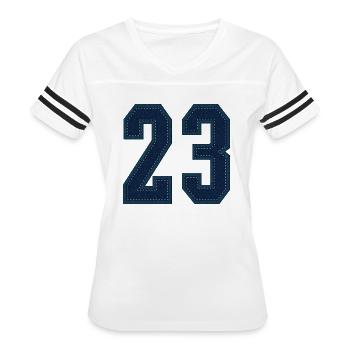 N23 - Women's V-Neck Football Tee - white/black - Front - Danielle (179cm)