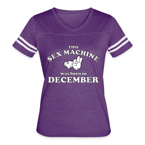 This Sex Machine Was Born In December - Women's V-Neck Football Tee