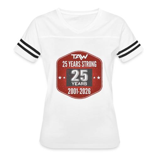 25 YRS - Women's V-Neck Football Tee