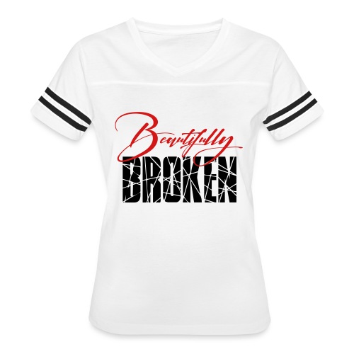 Beautifully Broken - Red & Black print - Women's Vintage Sports T-Shirt