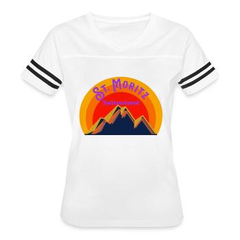 St. Moritz Switzerland Alps - - Women's V-Neck Football Tee - white/black - Front - Danielle (179cm)