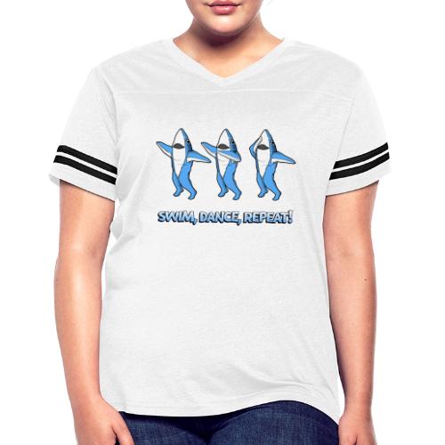 Dancing Sharks - Swim, Dance, Repeat - Women's V-Neck Football Tee
