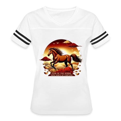 Year of the Horse Sunrise T Shirt, Lunar New Year - Women's V-Neck Football Tee