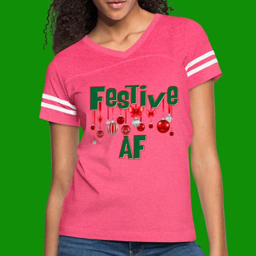 Festive AF - Women's V-Neck Football Tee