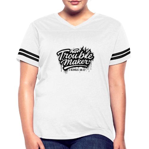 Troublemaker - Women's V-Neck Football Tee