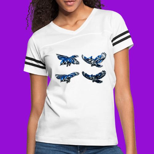 Silver Blue Jay Flight Stages - Women's V-Neck Football Tee