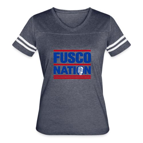 Fusco Nation with Mic (250th Show Commemorative) - Women's V-Neck Football Tee