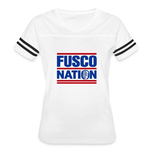 Fusco Nation with Mic (250th Show Commemorative) - Women's V-Neck Football Tee