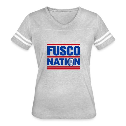 Fusco Nation with Mic (250th Show Commemorative) - Women's V-Neck Football Tee
