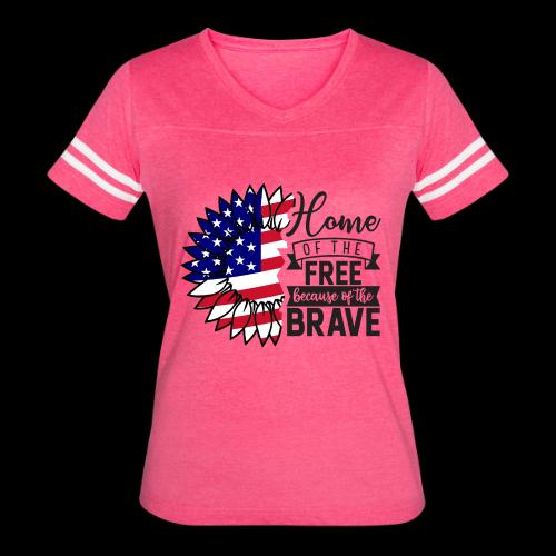 Home the free because of the brave - Women's V-Neck Football Tee