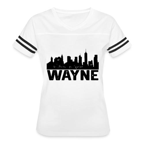 Wayne Skyline Black Wayne Michigan MI City Design - Women's V-Neck Football Tee