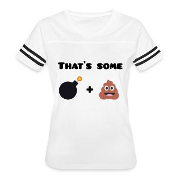 That's Some Bomb Shit! - Women's V-Neck Football Tee - white/black - Front - Danielle (179cm)
