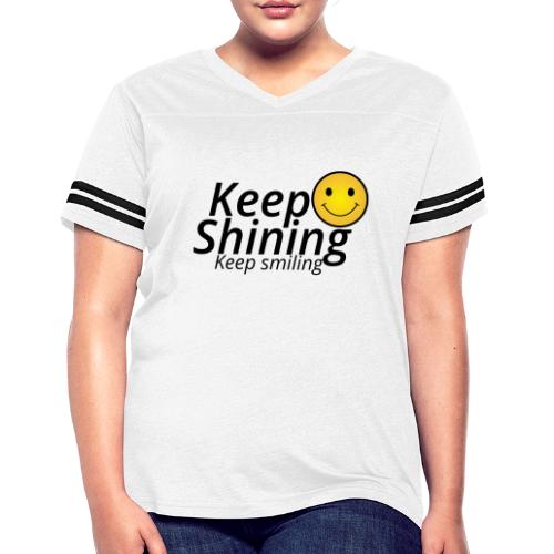 Keep Smiling Typography Merch Positive Motivation - Women's V-Neck Football Tee