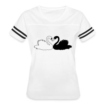 Black and white swan - Women's V-Neck Football Tee - white/black - Front - Danielle (179cm)