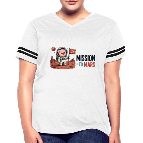 Mission To Mars Space Pig - Women's V-Neck Football Tee