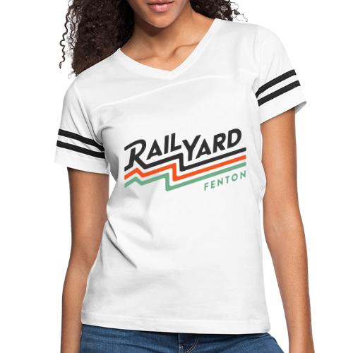Full Color Railyard Logo - Women's V-Neck Football Tee