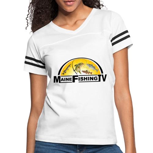 Maine Fishing TV Logo - Women's V-Neck Football Tee