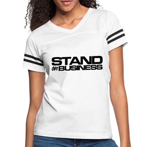 tshirt stand on business1 blk - Women's V-Neck Football Tee