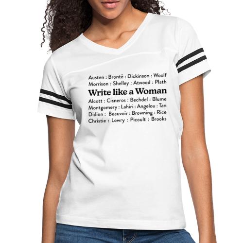 Write Like a Woman - Authors (black text) - Women's V-Neck Football Tee