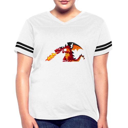 funny dragon design - Women's V-Neck Football Tee