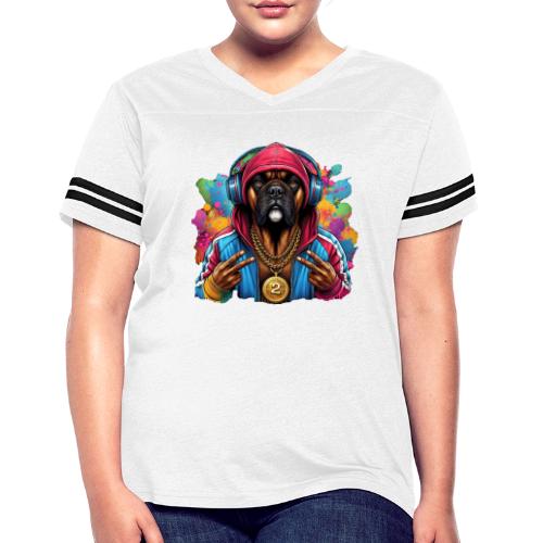 Boxer Dog Splash Art - Women's V-Neck Football Tee