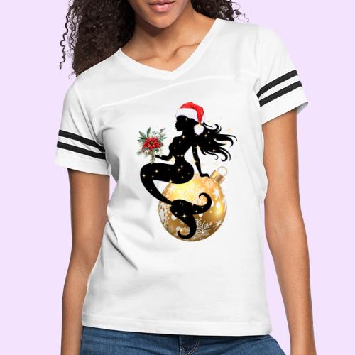 Merry Mermaid - Christmas Edition Design - Women's V-Neck Football Tee