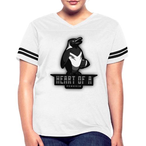 Heart Of A Penguin - Women's V-Neck Football Tee