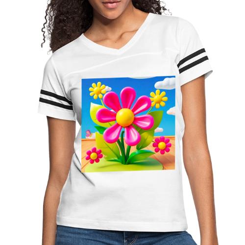Pink Floral Peace | Sky & Nature Design - Women's V-Neck Football Tee