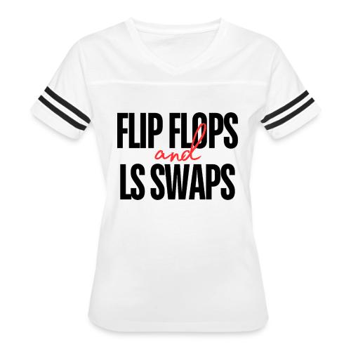 Flip Flops and LS Swaps (RED) - Women's V-Neck Football Tee