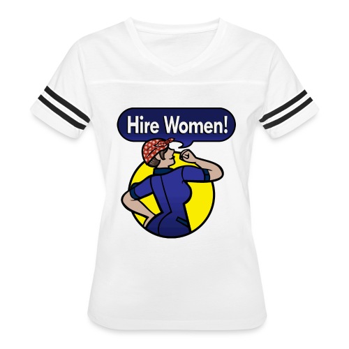 Hire Women! T-Shirt - Women's V-Neck Football Tee