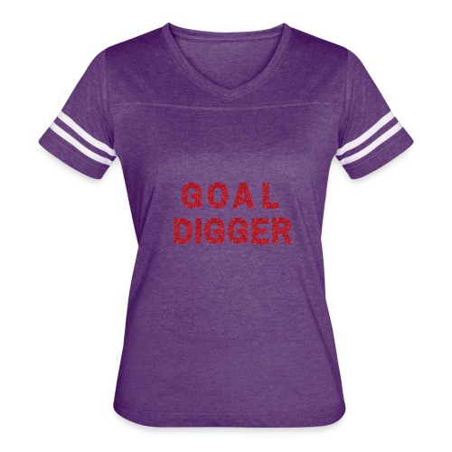 Red Glitter Goal Digger - Women's V-Neck Football Tee