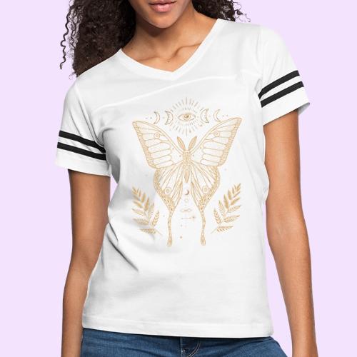 Third Eye Butterfly - Moon Cycle Design - Women's V-Neck Football Tee