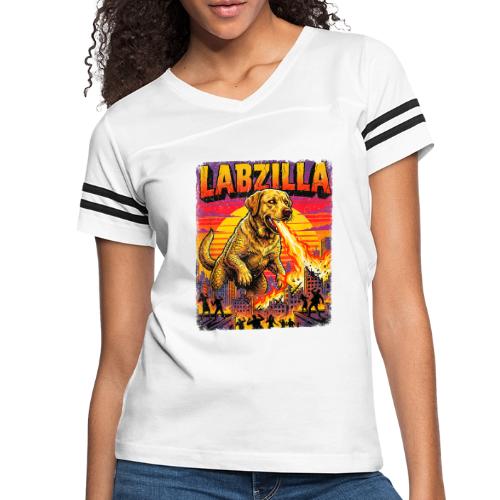 Labzilla Giant Yellow Labrador Monster Tee - Women's V-Neck Football Tee