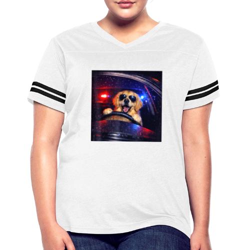 Funny Police Golden Retriever Meme Tee - Women's V-Neck Football Tee