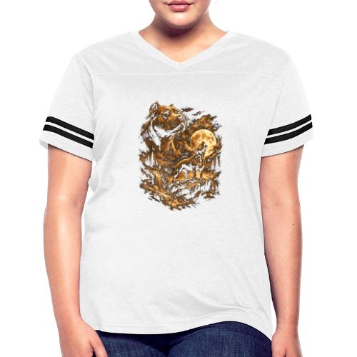 Pit Bull Howling Moon Fantasy Forest Tee - Women's V-Neck Football Tee