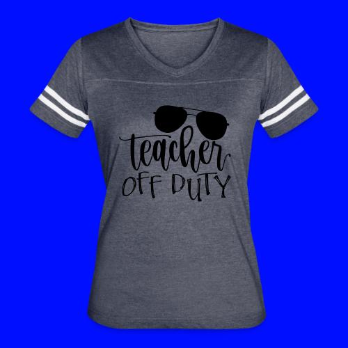 Teacher Off Duty Funny Teacher T-Shirt - Women's V-Neck Football Tee