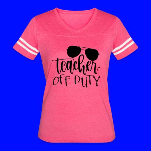 Teacher Off Duty Funny Teacher T-Shirt - Women's V-Neck Football Tee