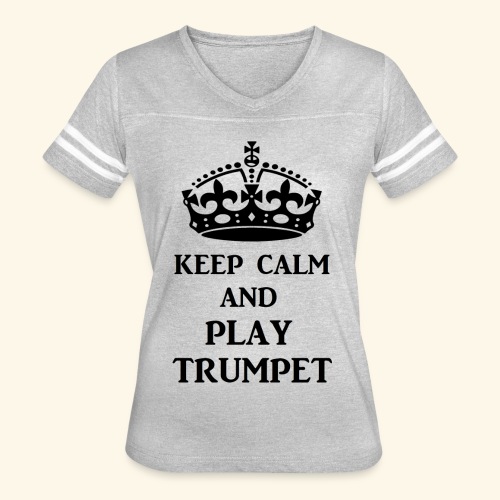 keep calm play trumpet bl - Women's V-Neck Football Tee
