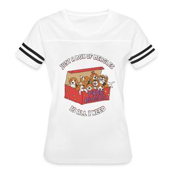 Box Of Beagles Pun - Women's V-Neck Football Tee - white/black - Front - Danielle (179cm)